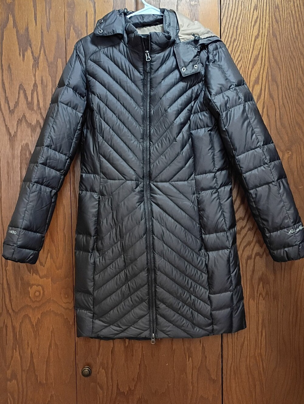 Eddie Bauer Black Long Quilted Puffer Coat with Hood